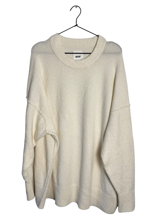 aerie Sweaters - Aerie Cream Cozy Oversized Crew Neck Knit Sweater Size XL Slouchy Drop Shoulder